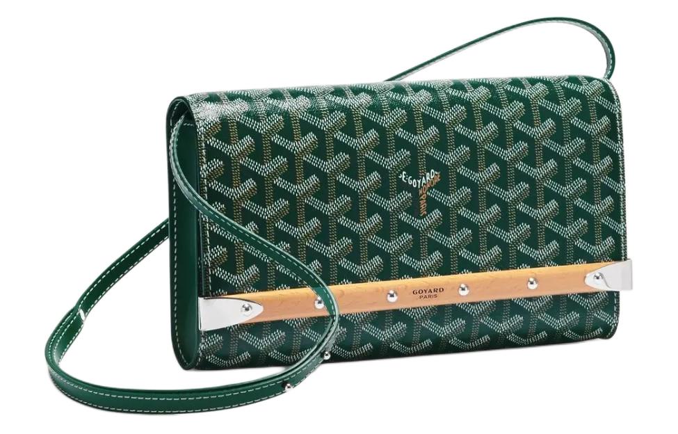 GOYARD MONTE-CARLO Canvas With Calfskin One Shoulder Crossbody Clutches Small Size Unisex Green