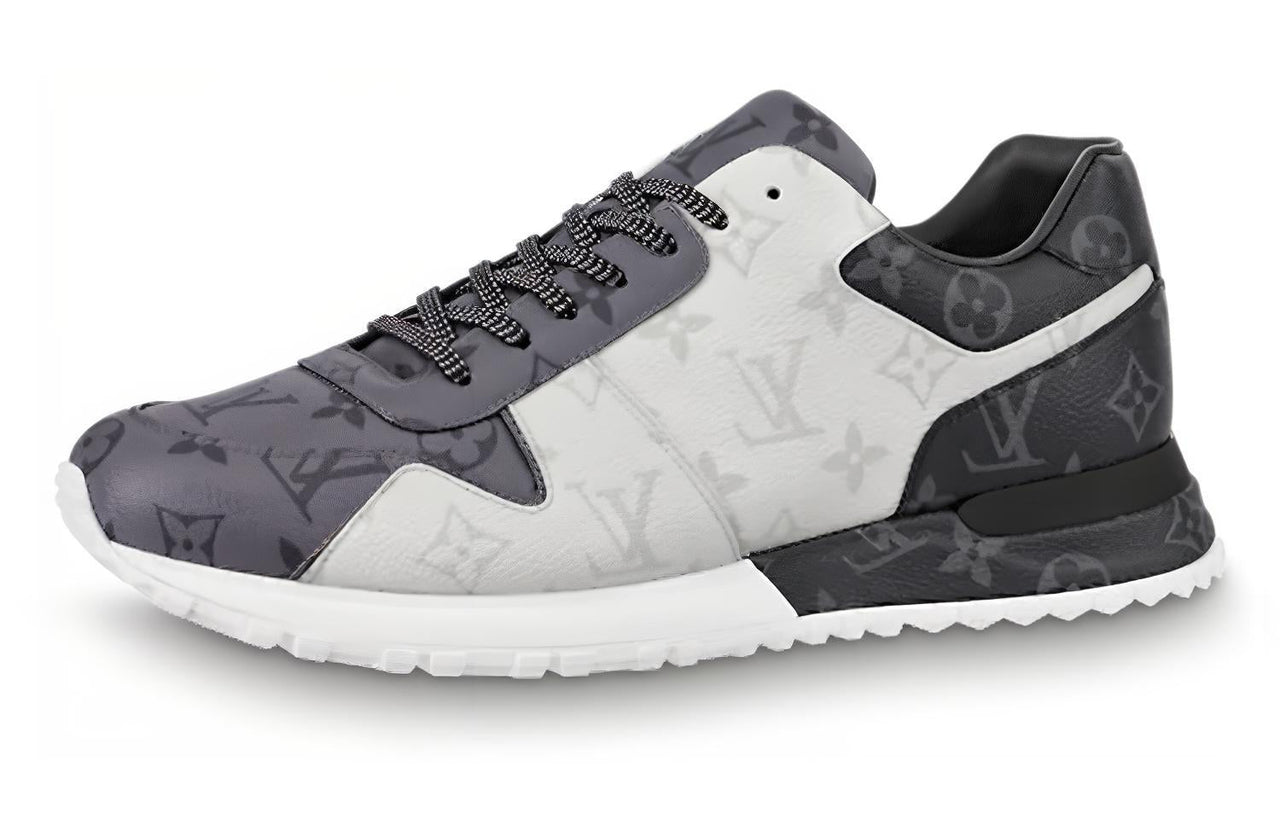 حذاء رياضي كاجوال منخفض الارتفاع من LOUIS VUITTON Run Away مقاوم للانزلاق والتآكل وجيد التهوية للرجال باللون الأبيض والرمادي