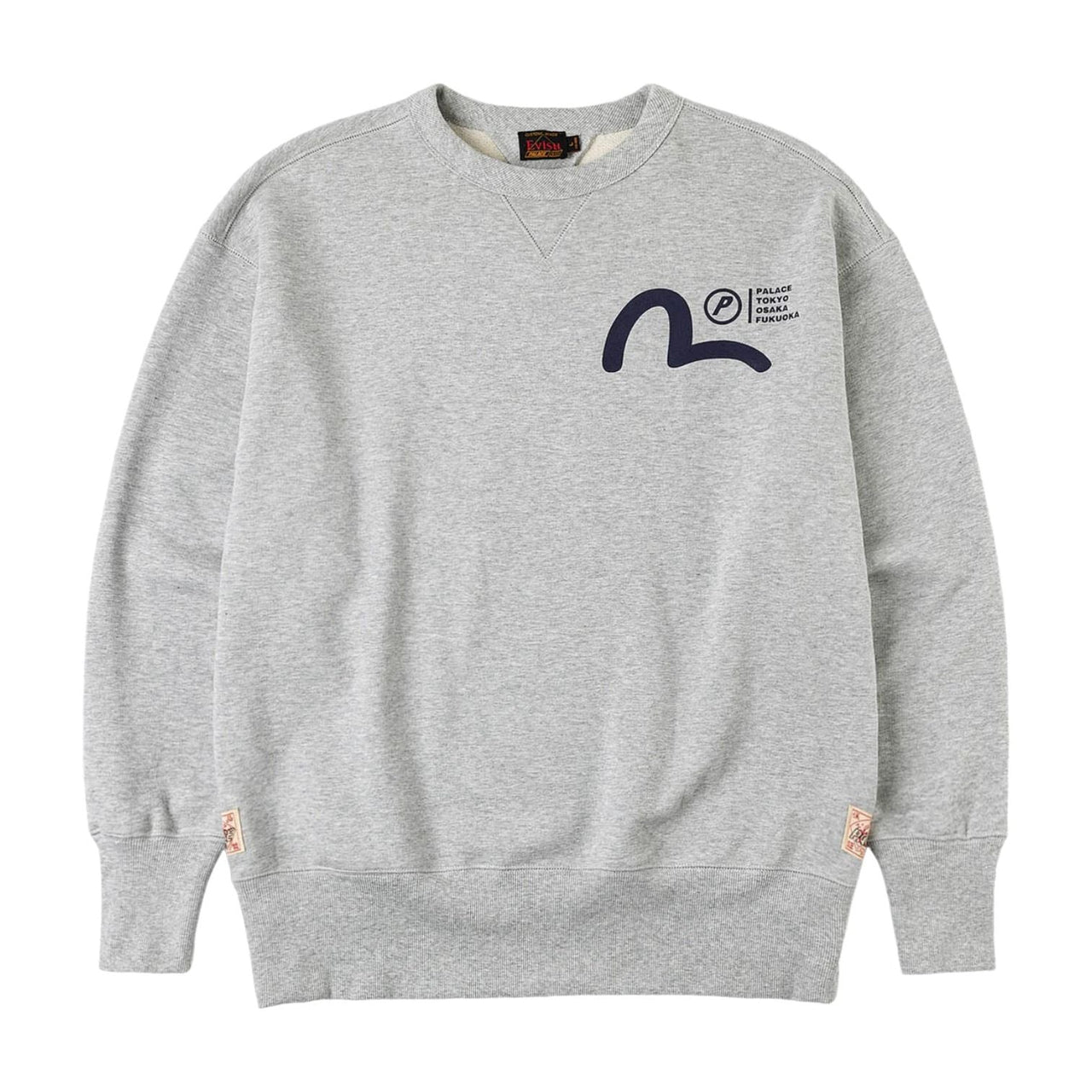 Palace x Evisu Multi-City Seagull Logo Sweatshirt 'Grey Marl' P30CS262