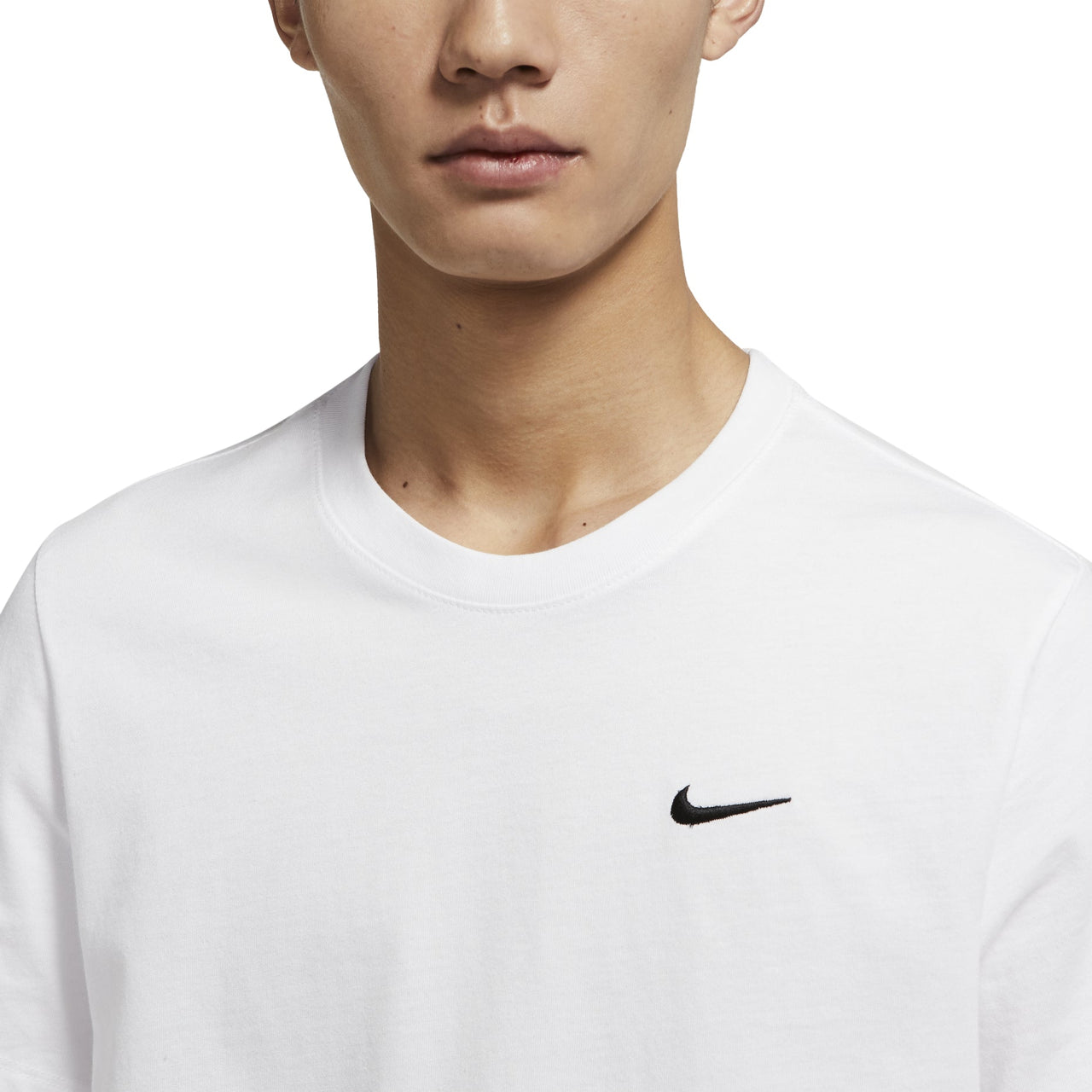 Men's Nike Sportswear Solid Color Embroidered Logo Micro Mark Round Neck Casual Short Sleeve White T-Shirt BV0508-100