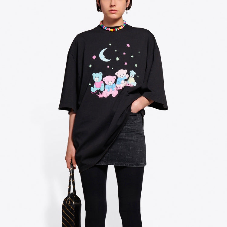 Balenciaga SS21 Love Bear Printing Tee Black 641532TJVI11000