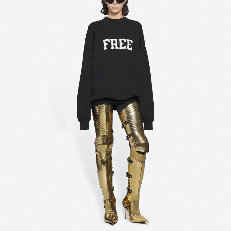 Balenciaga Unisex FW21 Free Printing Round-neck Sweatshirt Black 652981TKVD41070