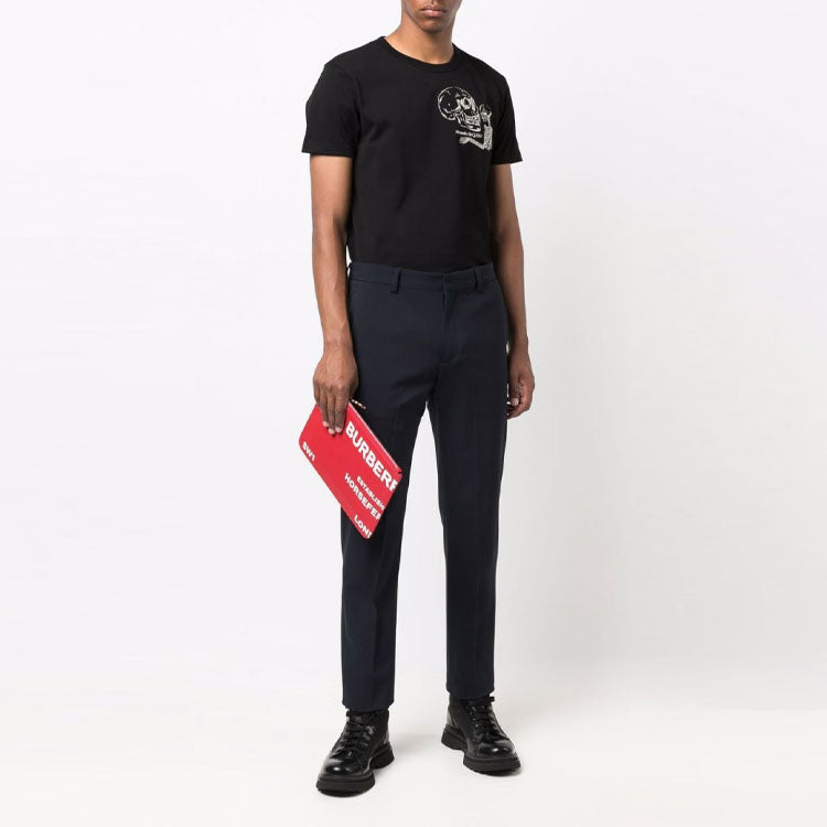 Men's Alexander McQueen FW21 Printing Round Neck Pullover Short Sleeve Black 666619-QRX03-1000