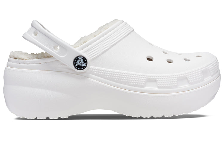 (WMNS) Crocs Classic Platform Lined Clogs 'White' 207938-100