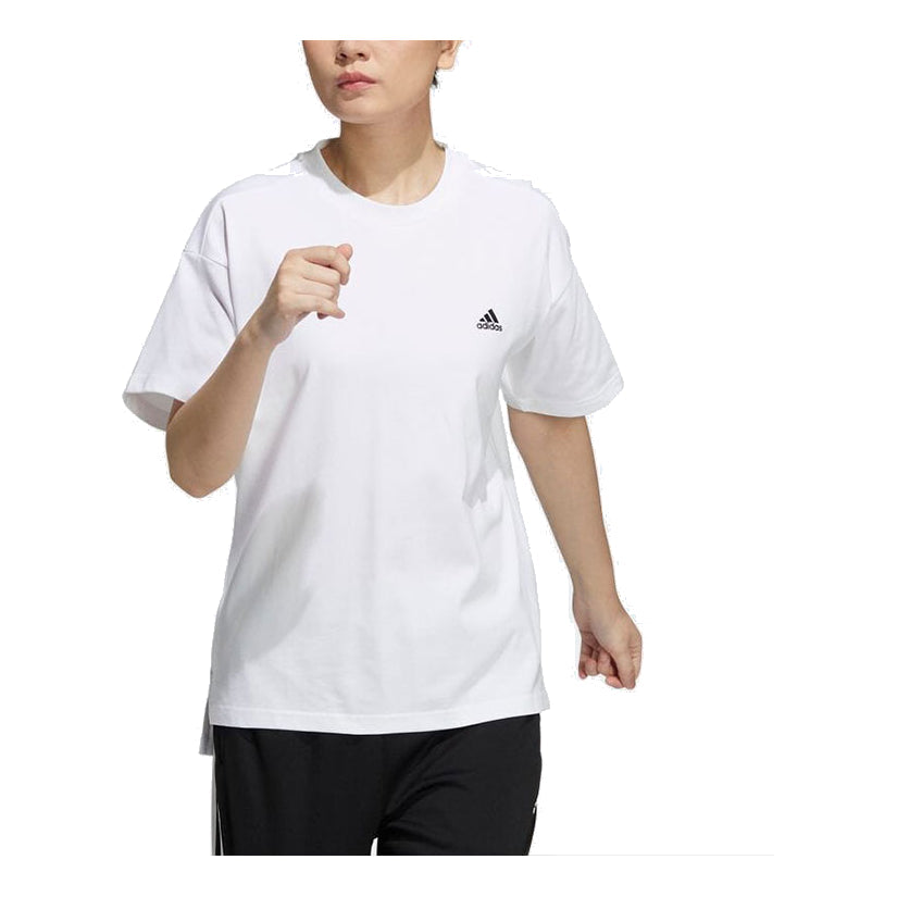 (WMNS) adidas Wording Loose Fit Sportswear T-Shirt Asia Sizing 'White' HC2541