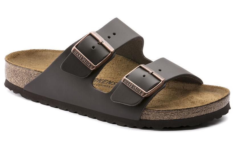Birkenstock Arizona Natural Leather Narrow Fit Sandals 'Dark Brown' 0051103