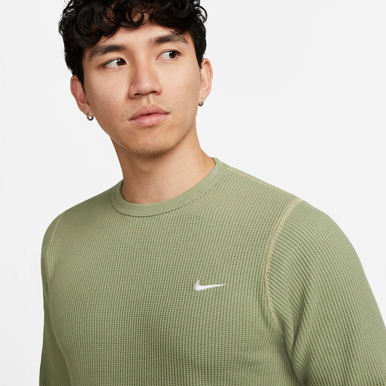 Nike Life Long Sleeve Heavy Waffle Top 'Green' DX0895-386