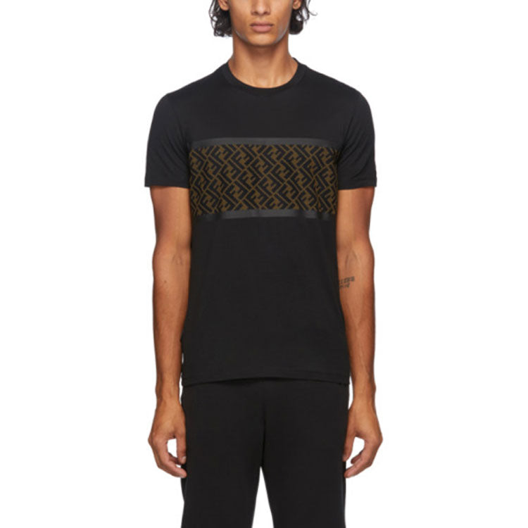 Men's FENDI F Alphabet Short Sleeve Black FAF532AD3CF0GME