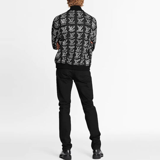 LOUIS VUITTON LV Jacquard Zipper Waist Jacket For Men Black 1A8GVC