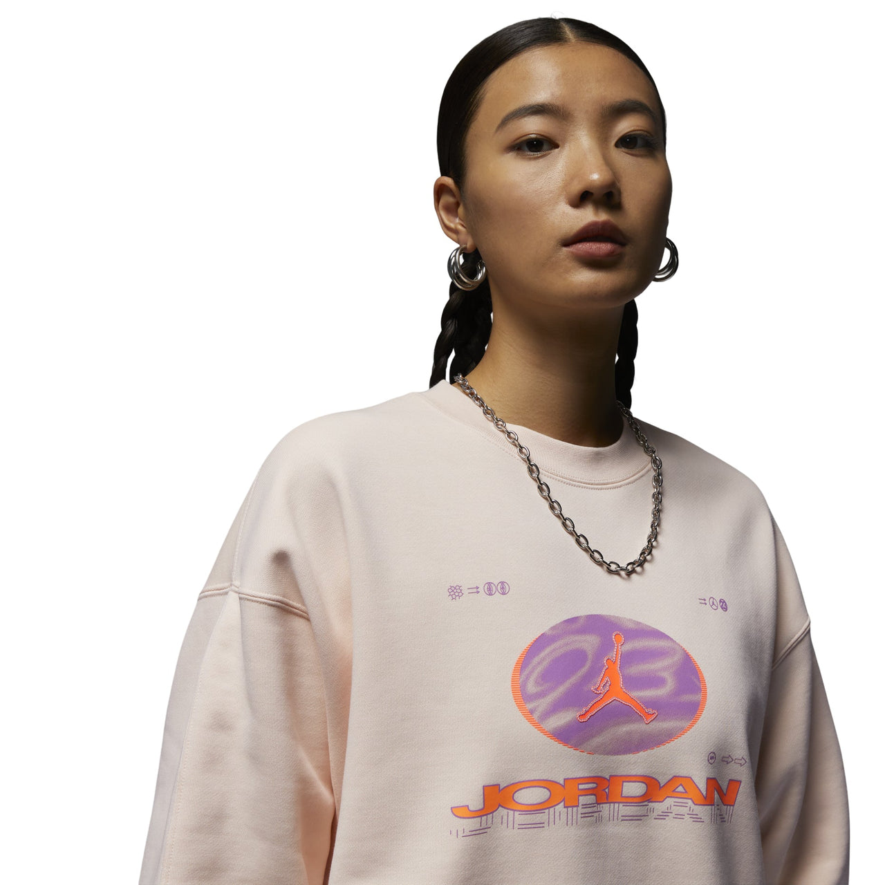 (WMNS) Air Jordan Fearless Fleece Sweatshirt Asia Sizing 'Orange Pink' FV4021-823