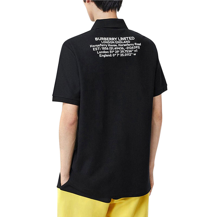Men's Burberry Alphabet Logo lapel Short Sleeve Polo Shirt Black 80257521