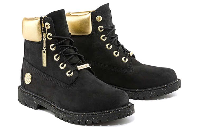 (WMNS) Timberland Heritage 6 Inch Waterproof Boots 'Black Nubuck with Gold' A5RRMW
