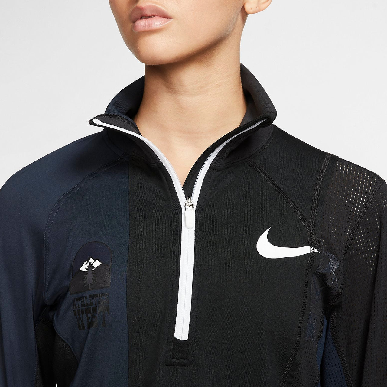 (WMNS) جاكيت جري Nike x sacai بنصف سحاب "أسود وأزرق" CD6308-010