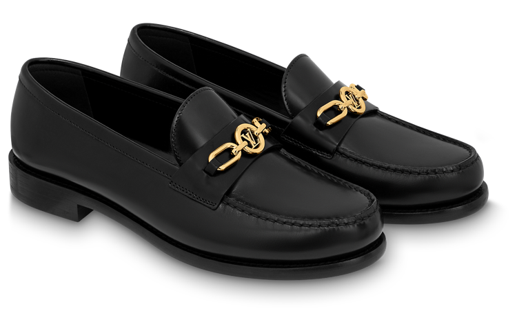 (WMNS) حذاء لوفرز مسطح من LOUIS VUITTON Chess Flat Loafer باللون الأسود 1ABIBA