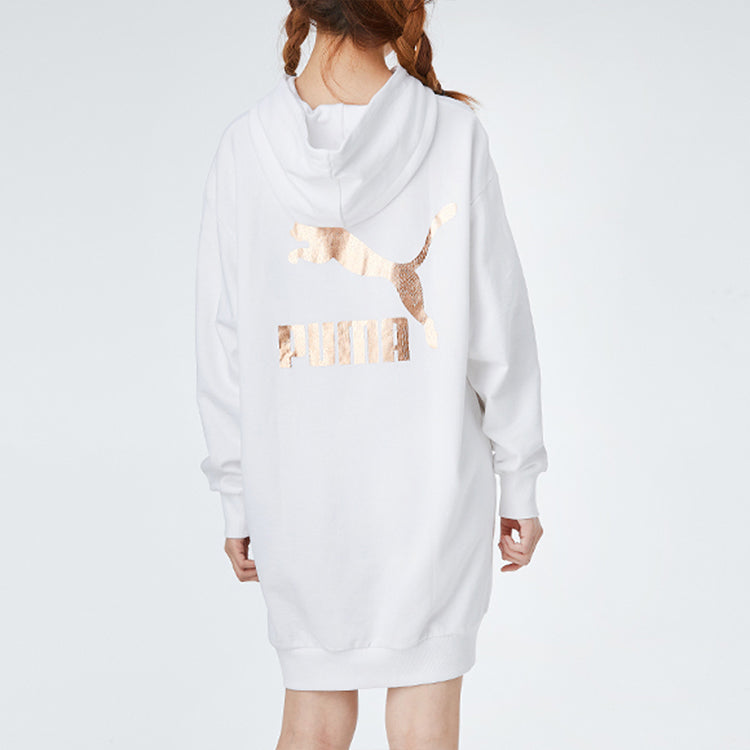 (WMNS) PUMA Classics Casual hooded Pullover Long Sleeves Dress White 599165-52