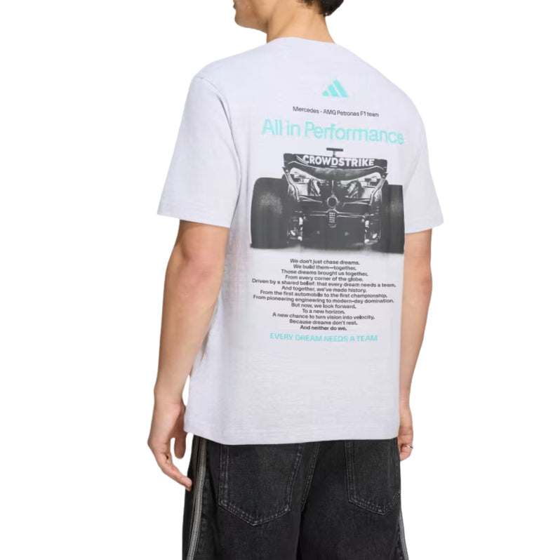 adidas x Mercedes AMG Petronas Formula 1 Team T-Shirt 'Light Grey Heather Semi Mint Rush' HY8001