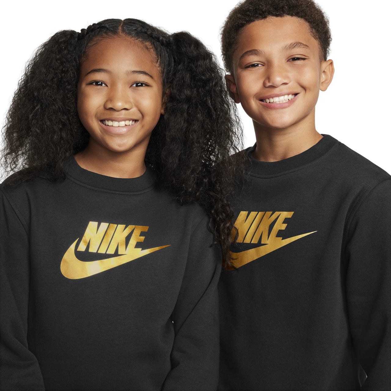 (GS) Nike Sportswear Club Fleece Crew Neck Sweatshirt 'Black Gold' HQ0975-010