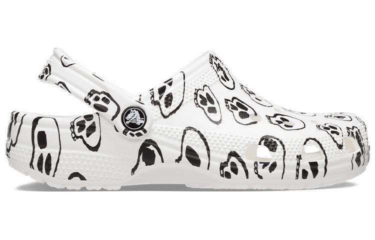 (WMNS) Crocs Classic Skull Print Clogs 'White Black' 208993-103