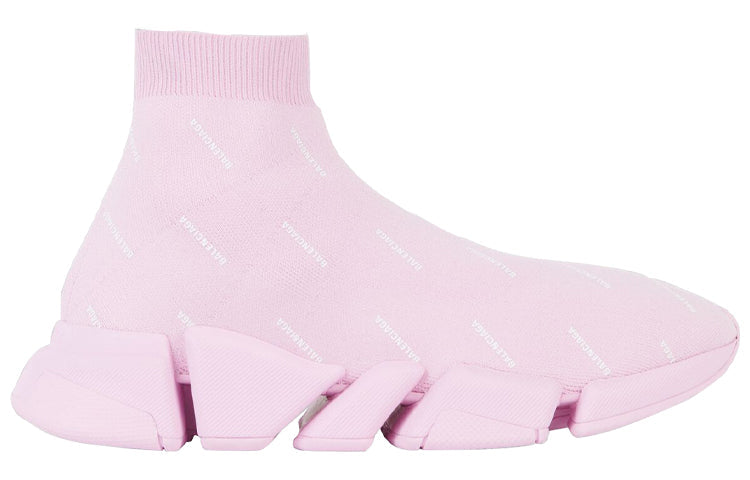 (WMNS) Balenciaga Speed 2.0 Sneakers 'Recycled Knit with Logo All Over Pink' 617196W2DBO5601