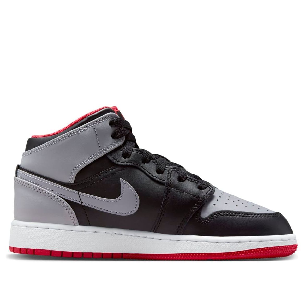 (GS) Air Jordan 1 Mid 'Black Grey Red' DQ8423-006