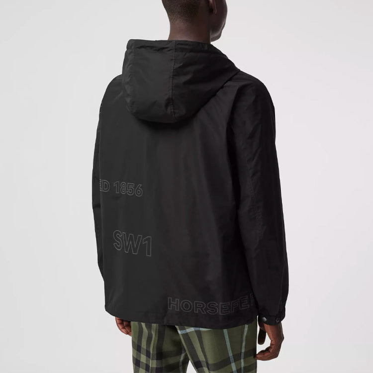 Men's Burberry Alphabet Printing Hooded Jacket Black 80368551