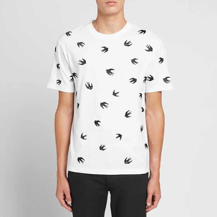 Men's McQ Alexander McQueen Cotton Contrasting Colors Embroidered Short Sleeve White 291571-RMT64-9000