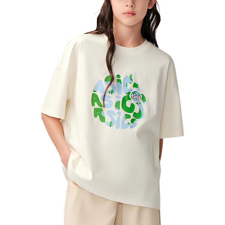 (GS) ASICS Earth Theme Logo T-Shirt 'White' 332241173020-8853