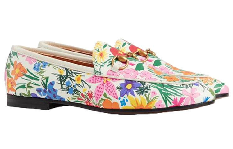 (WMNS) Gucci Leather Floral Print Loafers 'Multicolor' 647611-2L350-9270