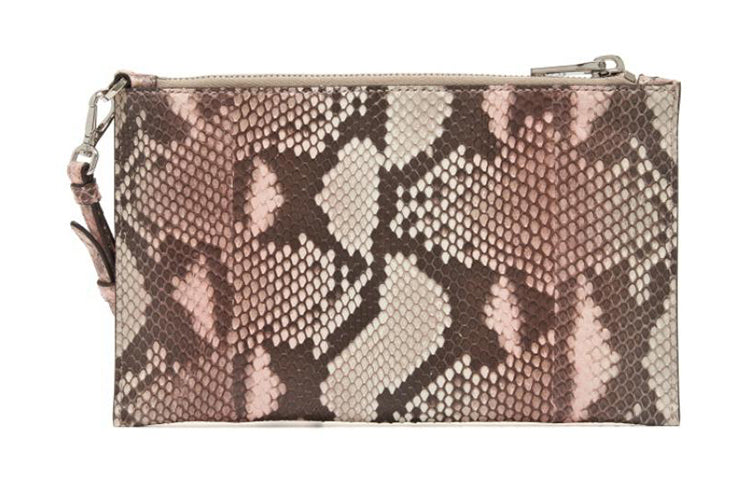 PRADA Cow Leather Clutch Women's Beige & Brown