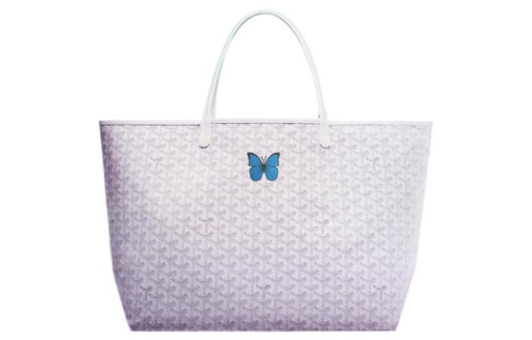 GOYARD Saint Louis Canvas With Calfskin Dog's Teeth Tote Bag Shopping Bag Shoulder Bag Handbag Large Size Unisex White