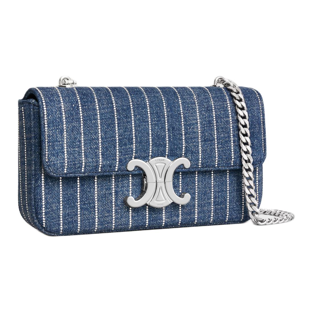 CELINE Claude Denim Crossbody Bag, Shoulder Bag Women's Blue