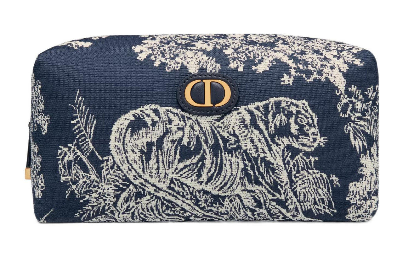 DIOR 30 Montaigne Jacquard Fabric Toiletry Bags Clutches Regular Women's Blue