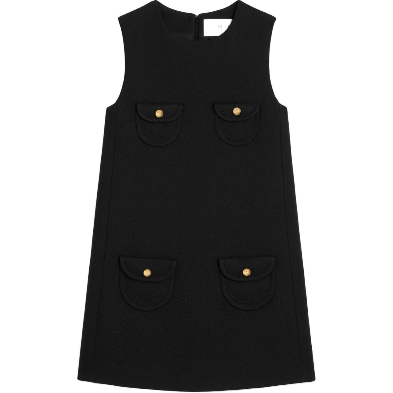 CELINE Trapeze Mini Dress In Double Faced Wool Tricotine