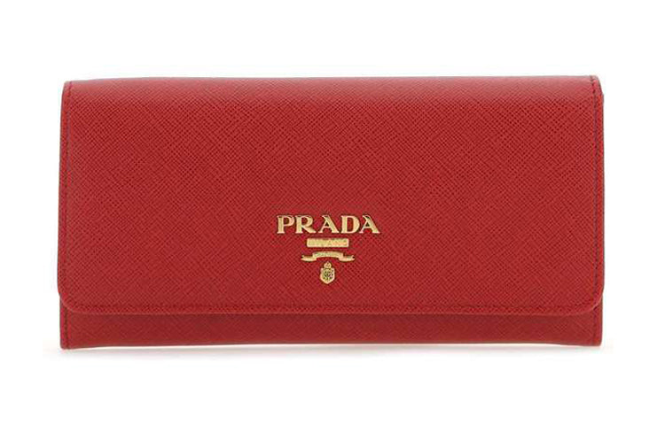 PRADA Cow Leather Wallet Women's Red