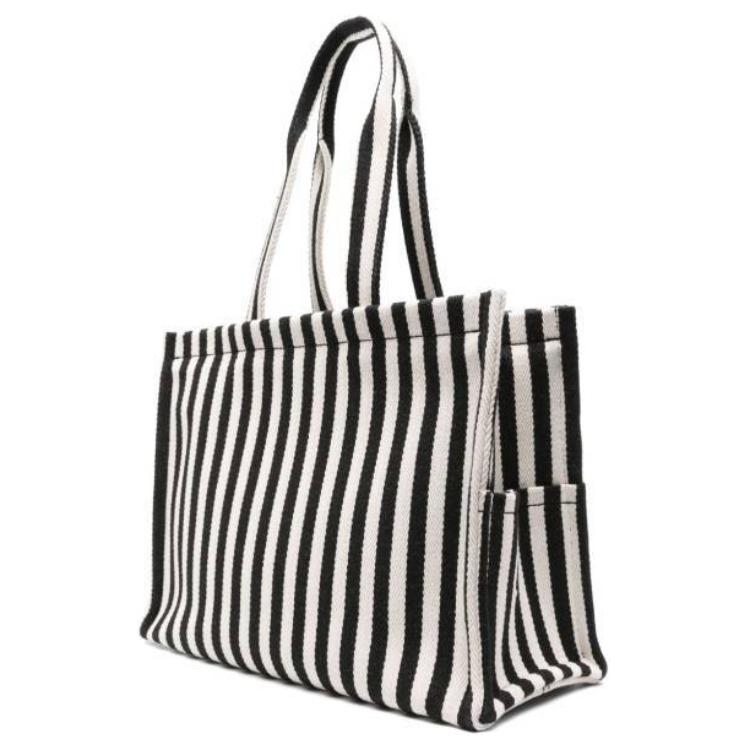 CELINE Fabric With Cow Leather Tote Bag, Shopping Bag, Handbag Large Size Women's Black White
