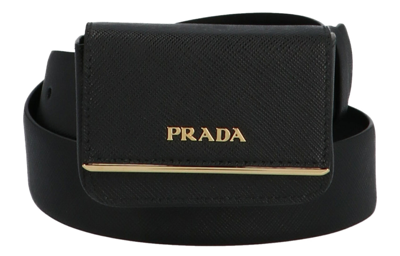 PRADA Calfskin Fanny Pack Regular Unisex Black