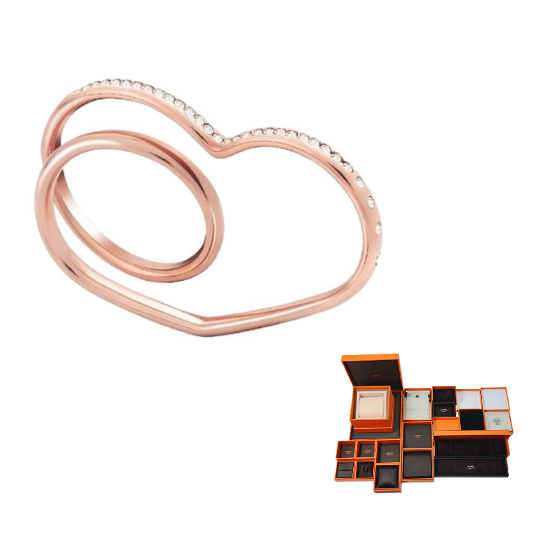HERMES 18K Rose Gold Diamond Rings Women's Pink Gold