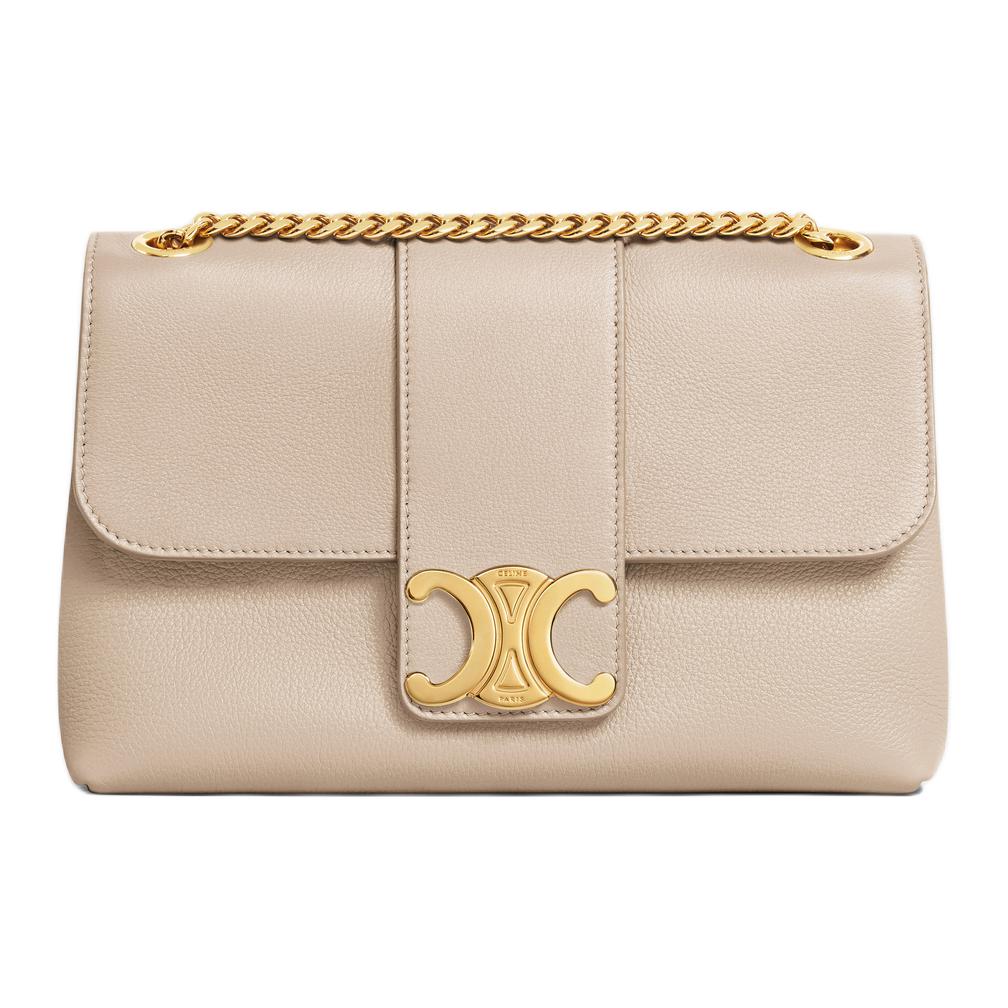 CELINE Calfskin Portable Crossbody Bag, Shoulder Bag Women's Cappuccino