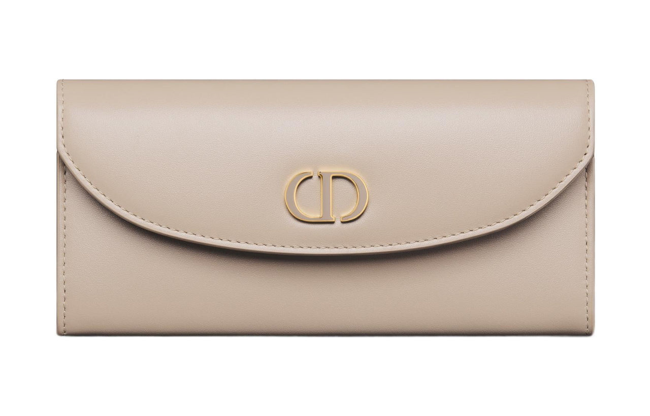DIOR 30 Montaigne Calfskin Wallet Women's Pink Beige