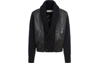 SAINT LAURENT Shawl neck Panelled Leather Jacket