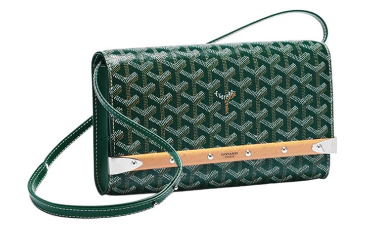 GOYARD MONTE-CARLO Canvas With Leather Clutches Crossbody Bags Small Size Women's Green