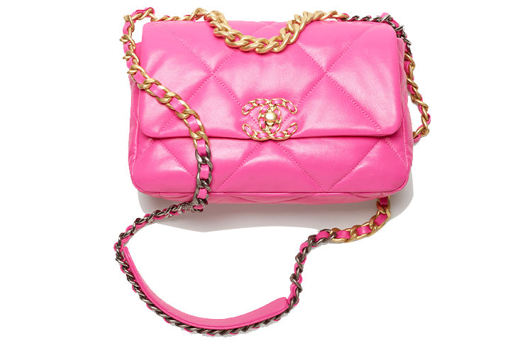 CHANEL 19Bag Lambskin Handbag Shoulder Bag Women's Dark Pink
