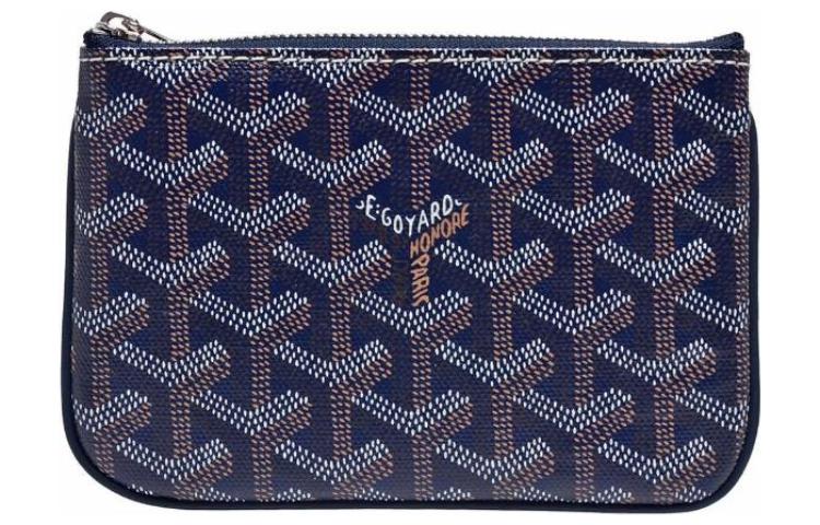GOYARD SENAT Canvas With Calfskin Wallet Card Holder Clutch Mini Unisex Marine Blue