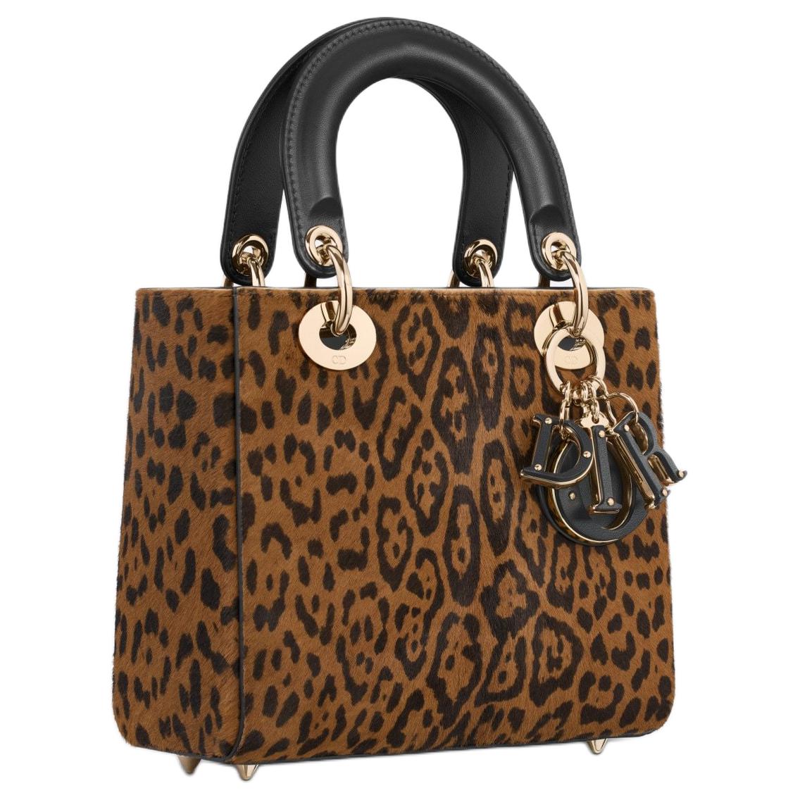 DIOR Lady Dior Calfskin Shoulder Bag Crossbody Bag Handbag Small Size Women's Brown