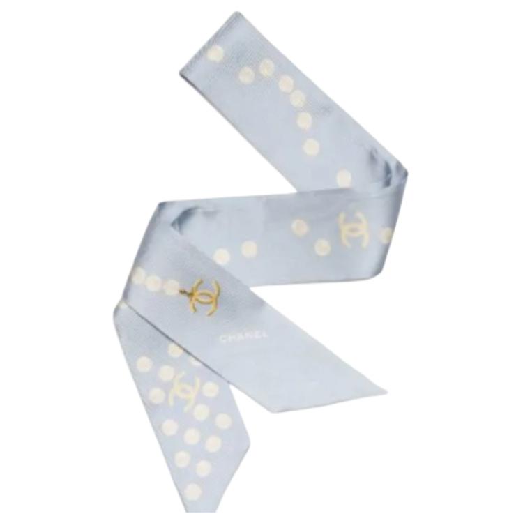 CHANEL Silk Scarves Unisex Blue