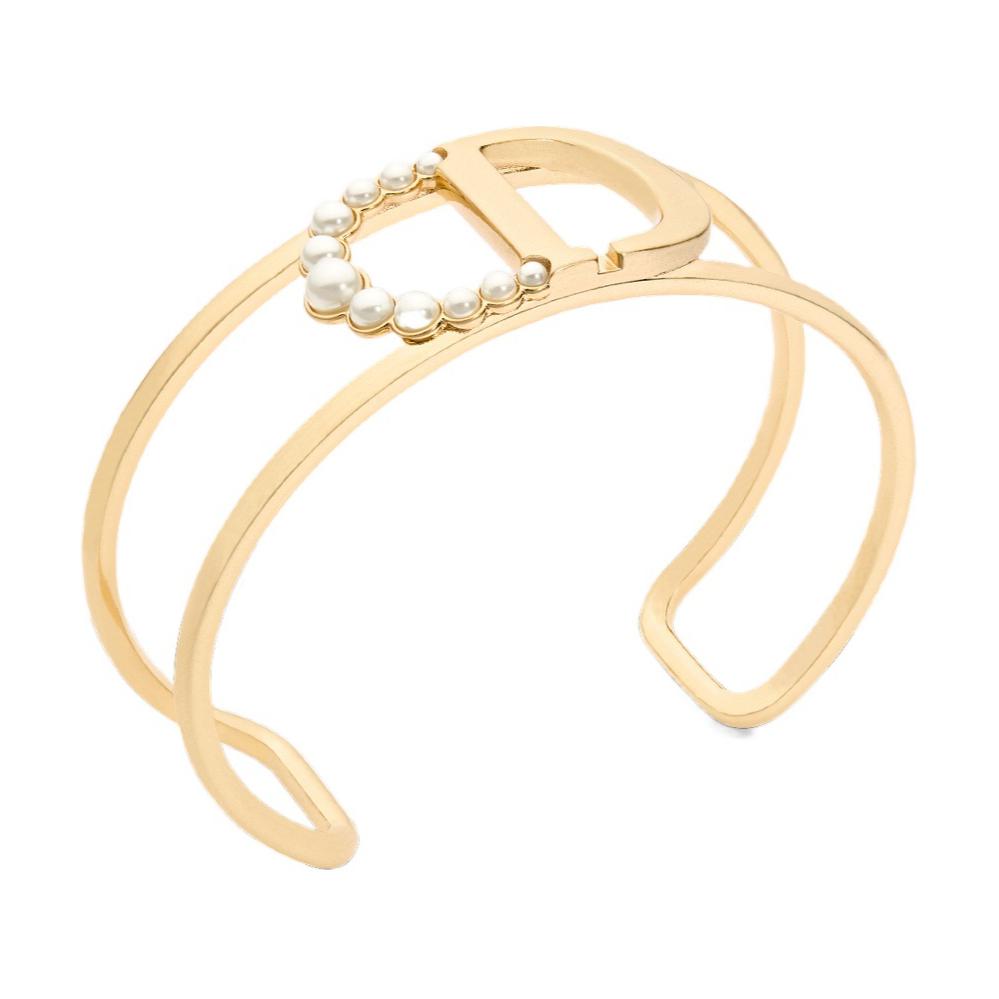 DIOR Metal Resin Bead Bangles Women's Gold