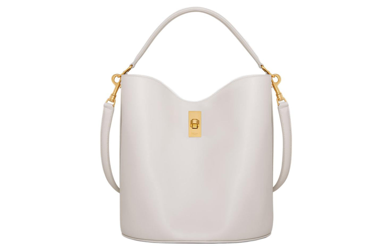 CELINE 16 Smooth Calf Leather Shoulder Bag Crossbody Bag Handbag Women's White