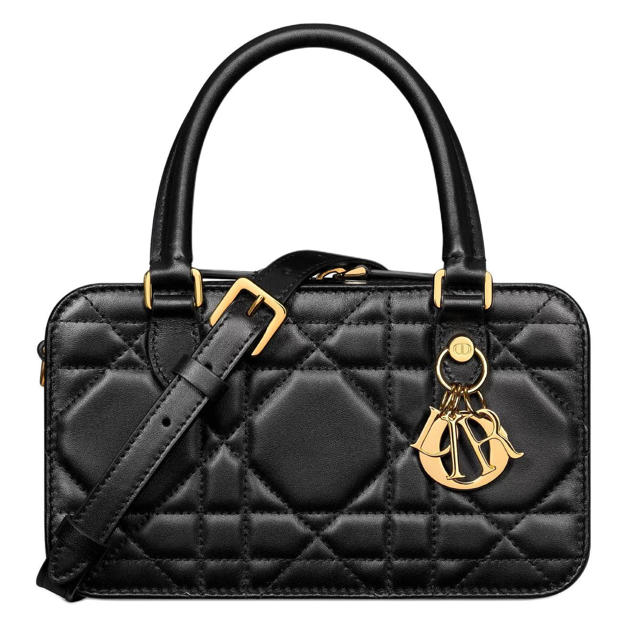 DIOR Lambskin Shoulder Bag Crossbody Bag Handbag Mini Women's Black