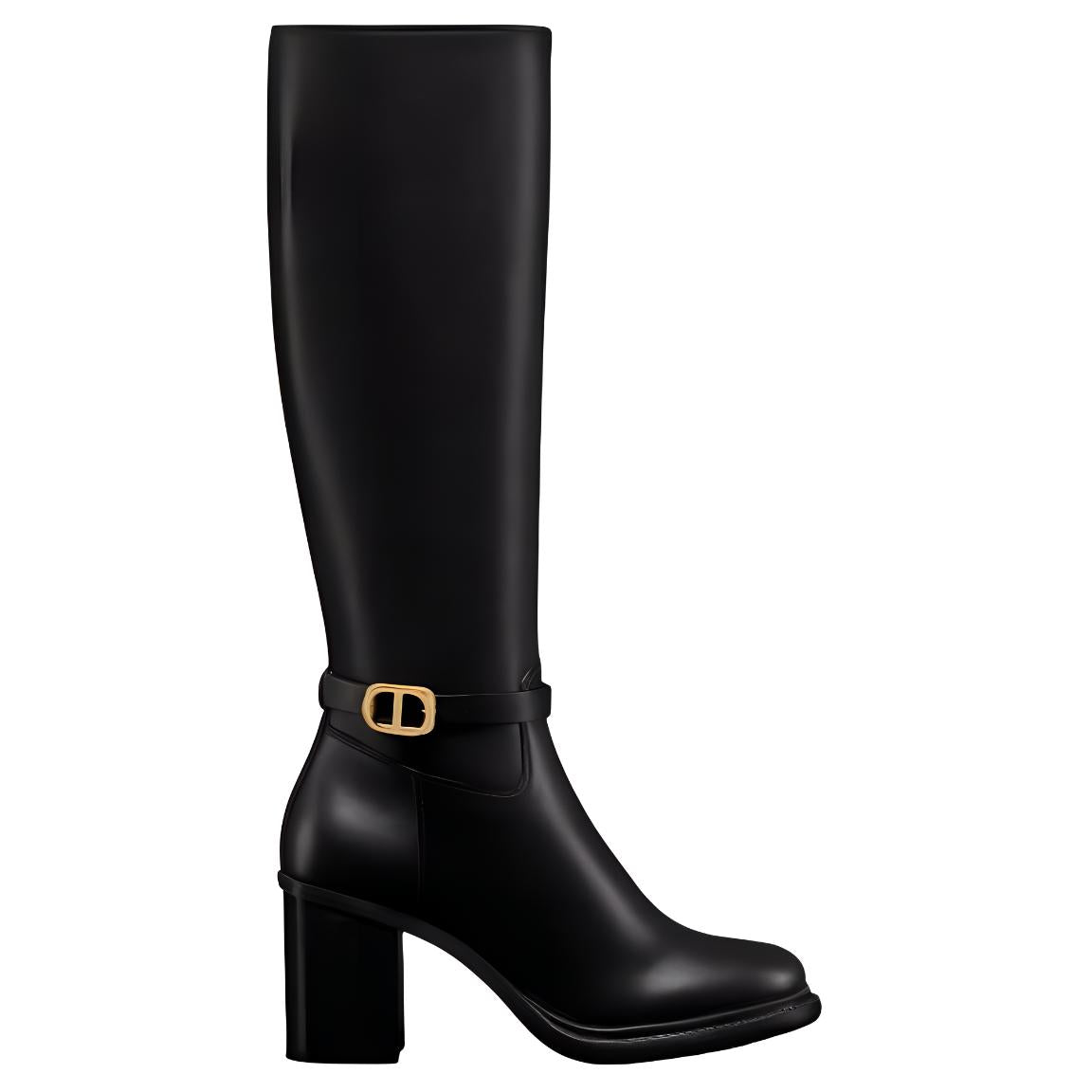 DIOR 30 Montaigne Knee-high Boots 7.5cm Women's Black Gold