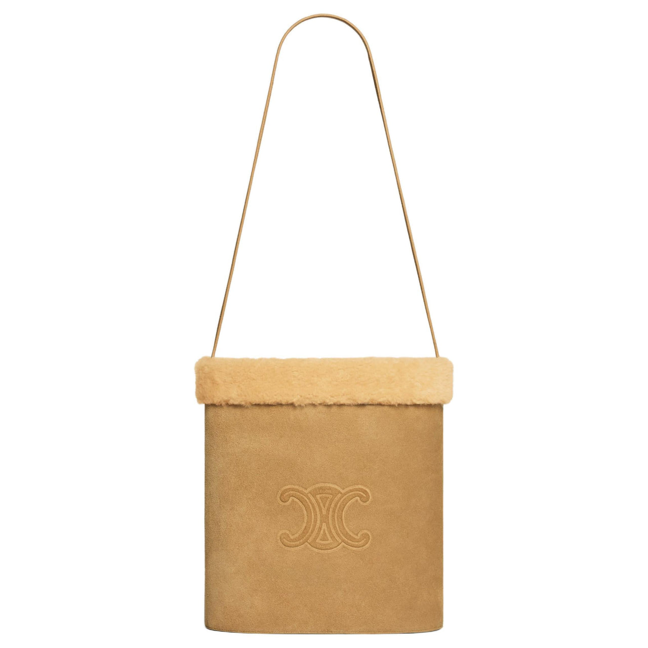 CELINE Calfskin Bucket Bags Crossbody Bag, Shoulder Bag Men's Natural